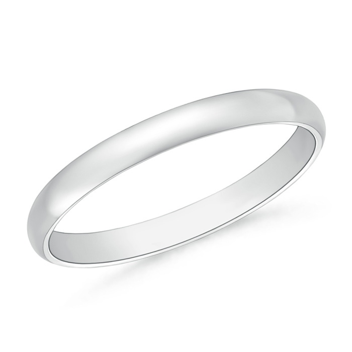 2.5 75 High Polished Plain Dome Wedding Band for Her in White Gold