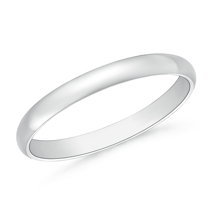 2.5 75 High Polished Plain Dome Wedding Band for Her in White Gold 