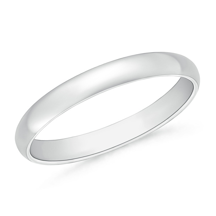 3 100 High Polished Plain Dome Wedding Band for Her in White Gold