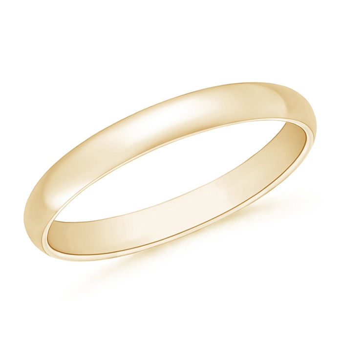 3 100 High Polished Plain Dome Wedding Band for Her in Yellow Gold