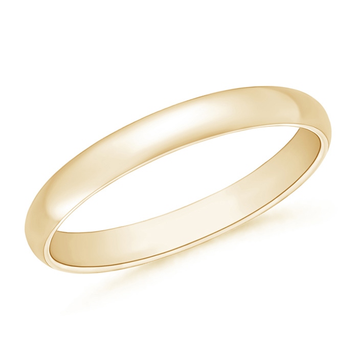 3 100 High Polished Plain Dome Wedding Band for Her in Yellow Gold 