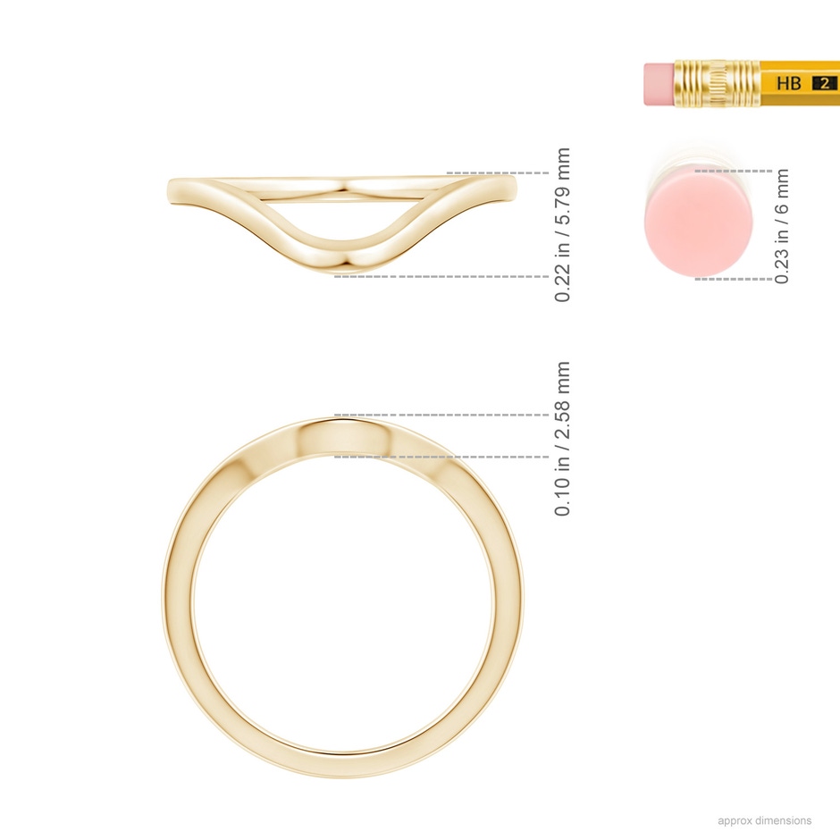 5.79 Comfort Fit Curved Plain Wedding Band in Yellow Gold ruler