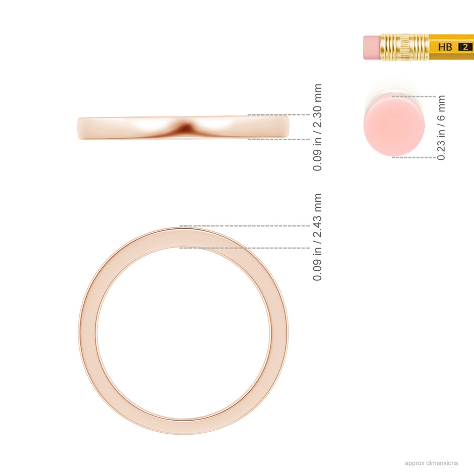 2.3 Aeon Vintage Inspired Wedding Band in Rose Gold ruler