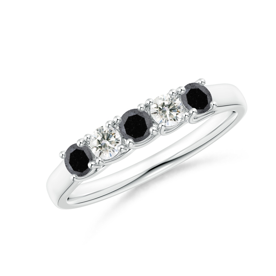 2.8mm A Half Eternity Five Stone Black and White Diamond Wedding Band in P950 Platinum 
