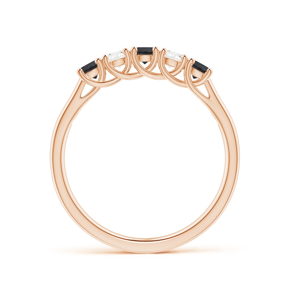 2.8mm A Half Eternity Five Stone Black and White Diamond Wedding Band in Rose Gold side-1