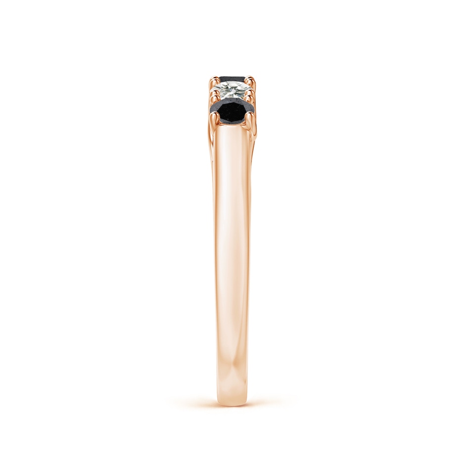 2.8mm A Half Eternity Five Stone Black and White Diamond Wedding Band in Rose Gold side-2
