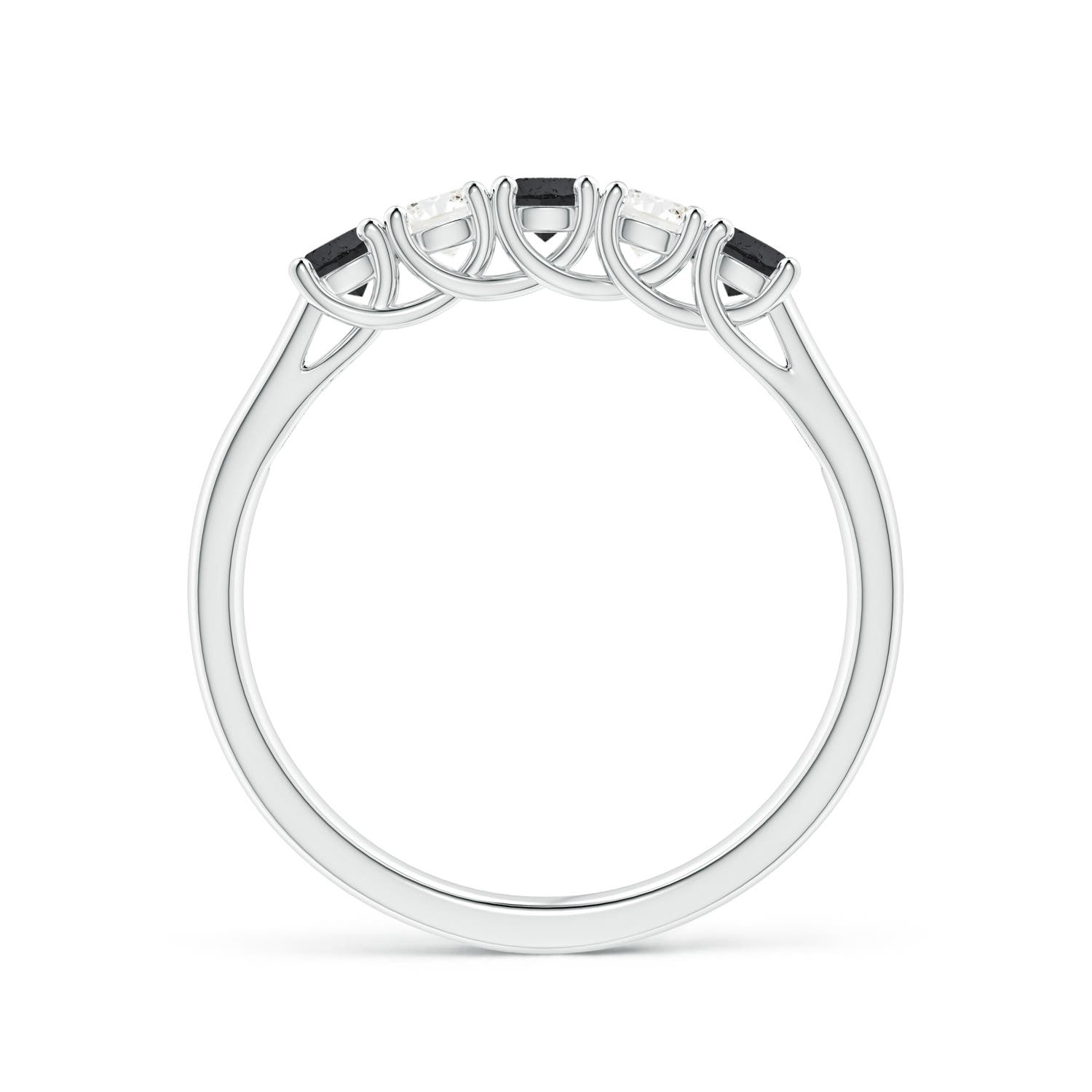 2.8mm A Half Eternity Five Stone Black and White Diamond Wedding Band in White Gold