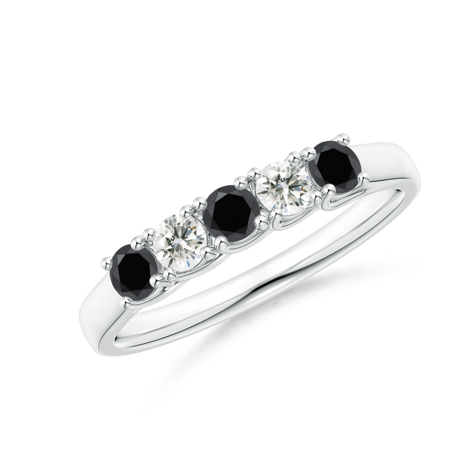 2.8mm AA Half Eternity Five Stone Black and White Diamond Wedding Band in P950 Platinum 
