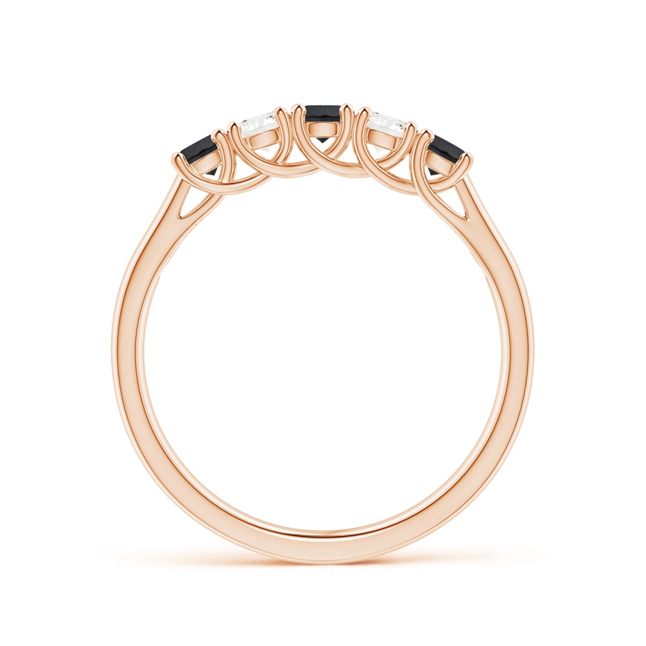 2.8mm AA Half Eternity Five Stone Black and White Diamond Wedding Band in Rose Gold side-1