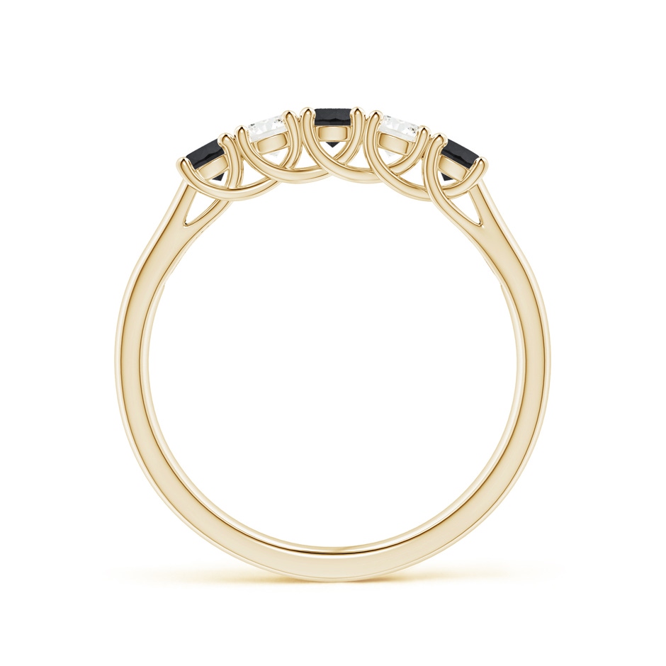 2.8mm AA Half Eternity Five Stone Black and White Diamond Wedding Band in Yellow Gold side-1