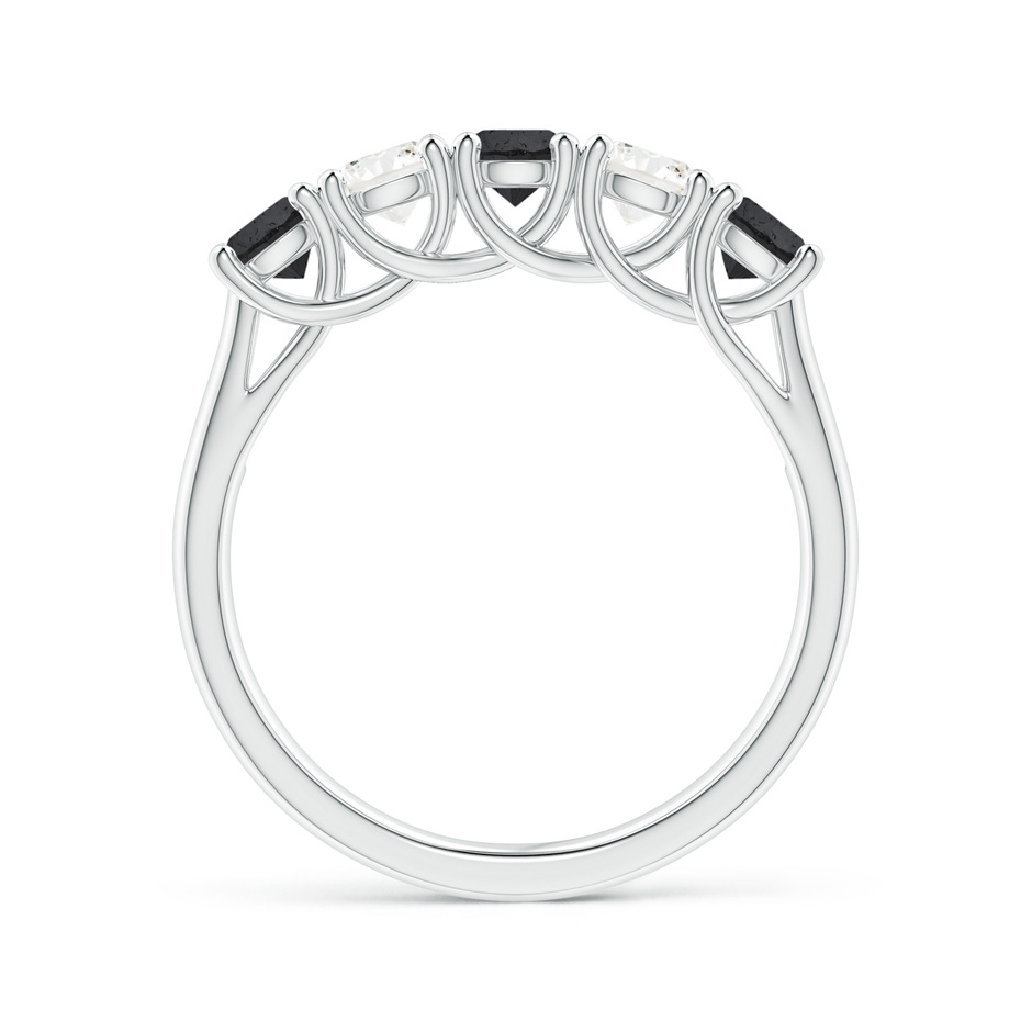 3.8mm A Half Eternity Five Stone Black and White Diamond Wedding Band in White Gold side-1