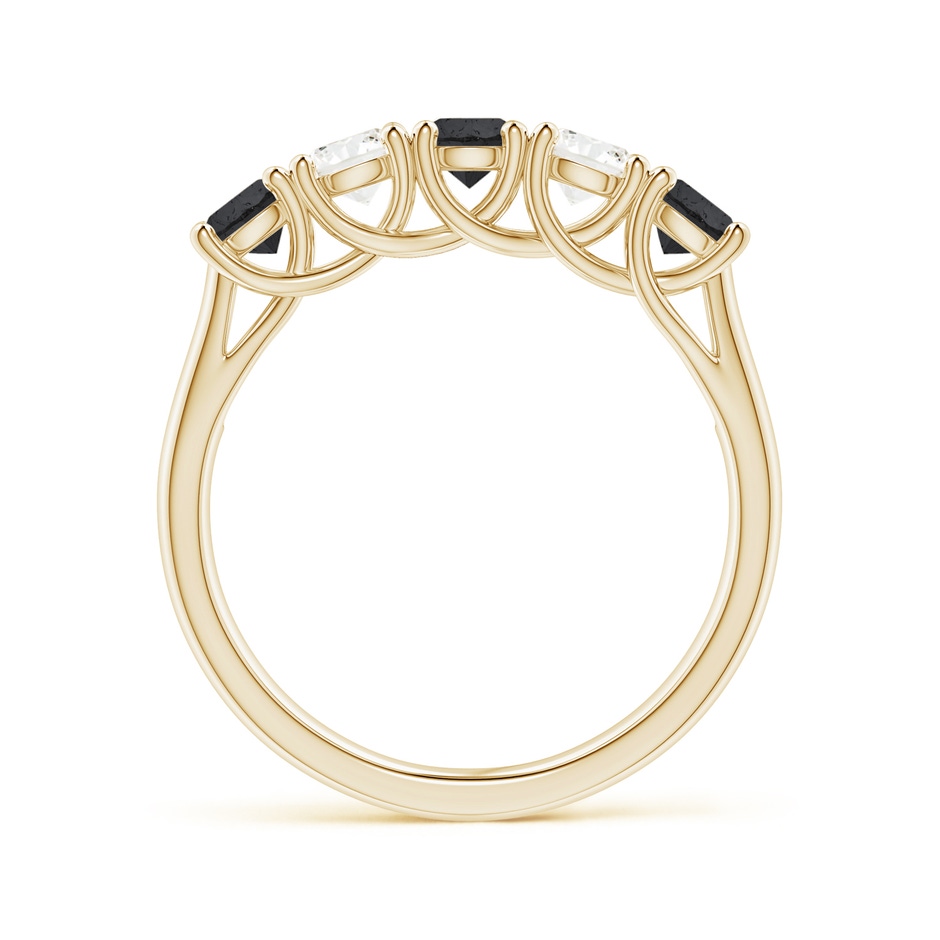 3.8mm A Half Eternity Five Stone Black and White Diamond Wedding Band in Yellow Gold side-1