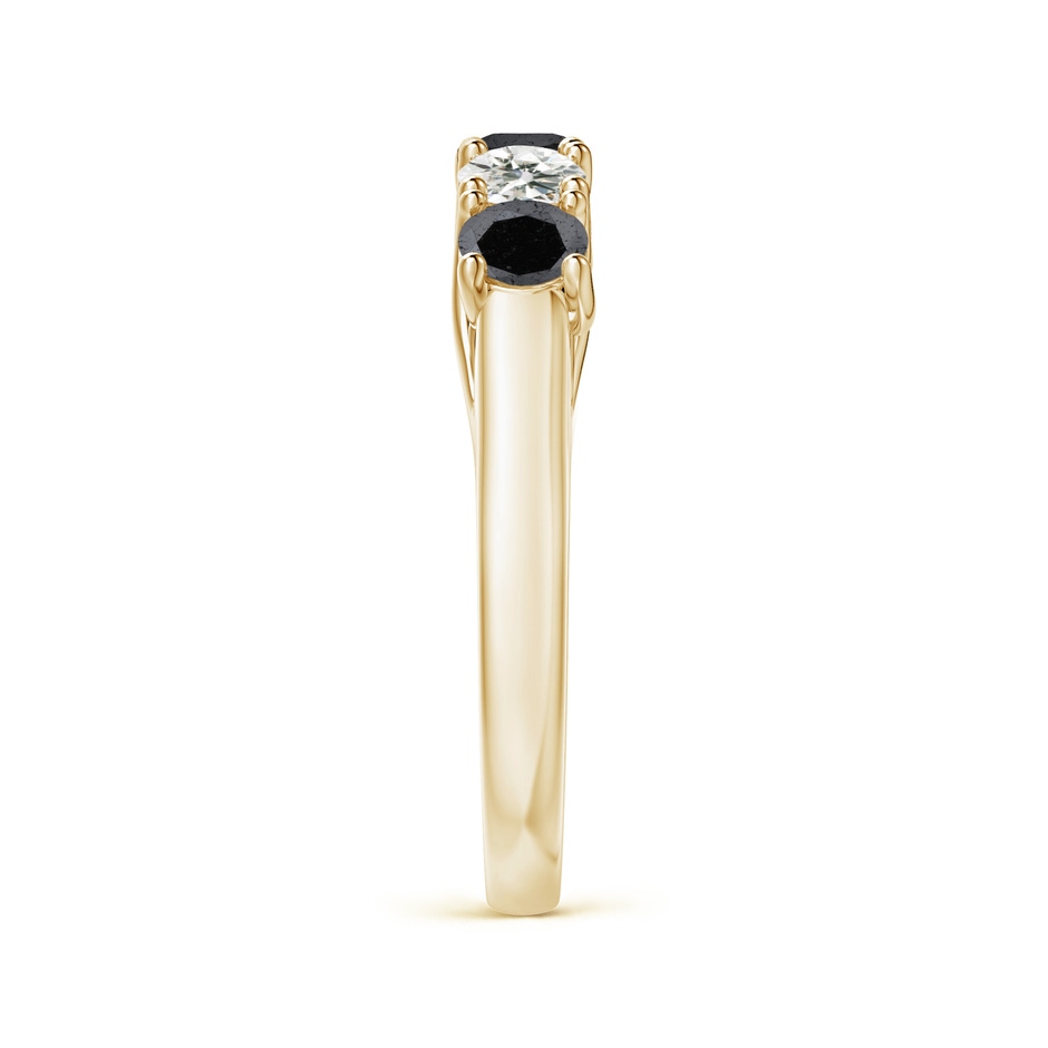 3.8mm A Half Eternity Five Stone Black and White Diamond Wedding Band in Yellow Gold side-2