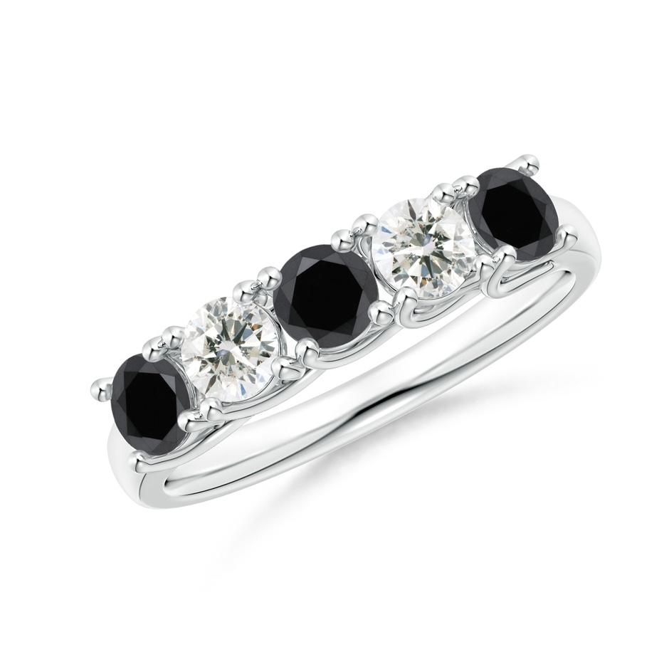 3.8mm AA Half Eternity Five Stone Black and White Diamond Wedding Band in P950 Platinum 