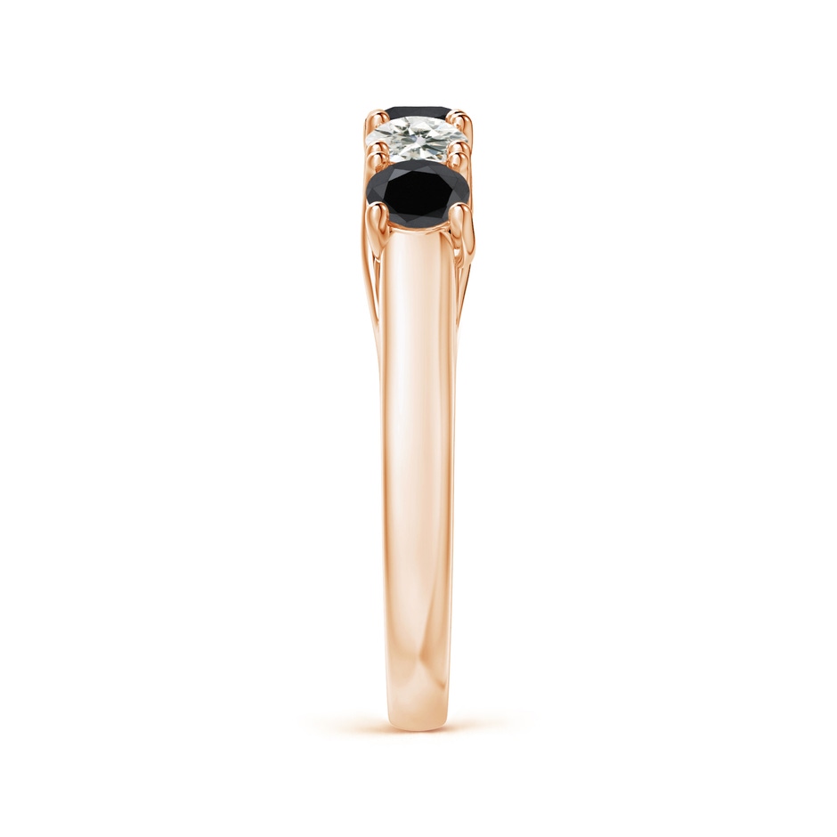 3.8mm AA Half Eternity Five Stone Black and White Diamond Wedding Band in Rose Gold side-2