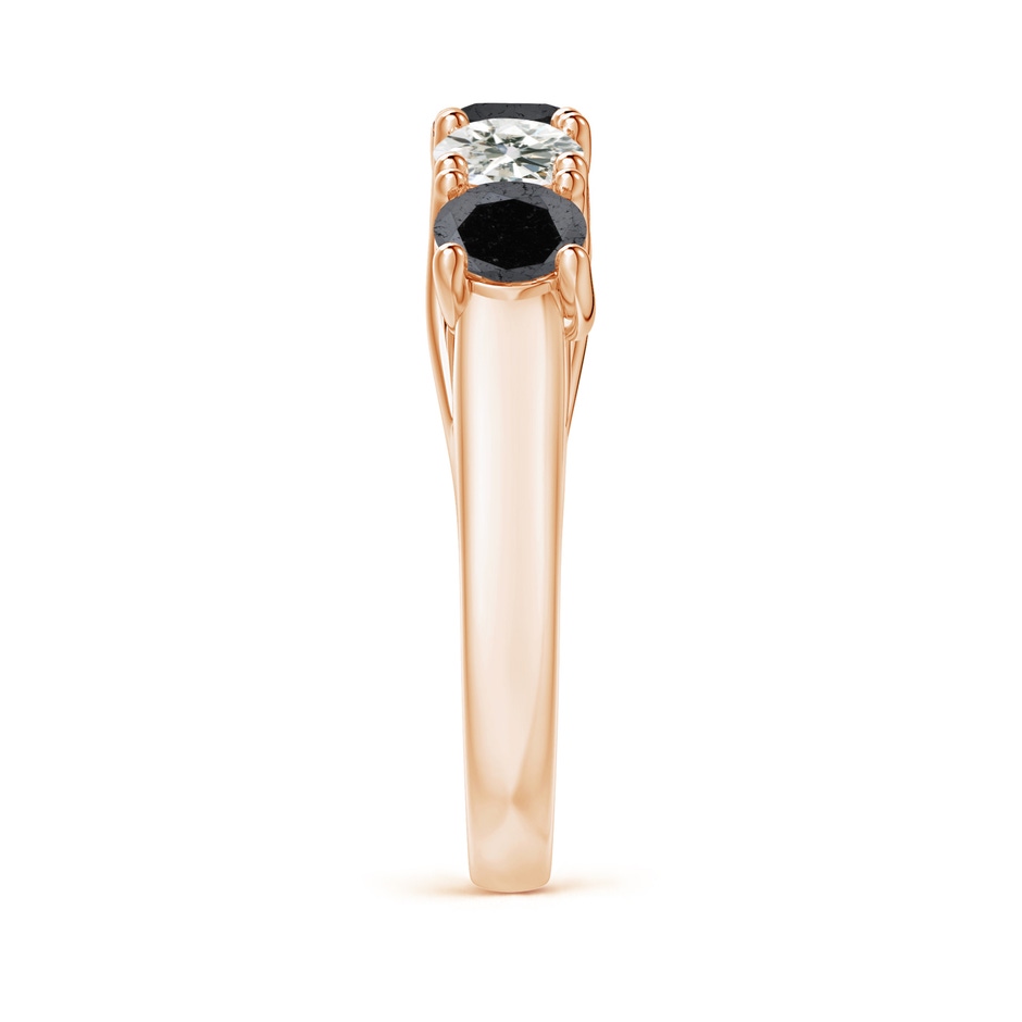 4.5mm A Half Eternity Five Stone Black and White Diamond Wedding Band in Rose Gold side-2