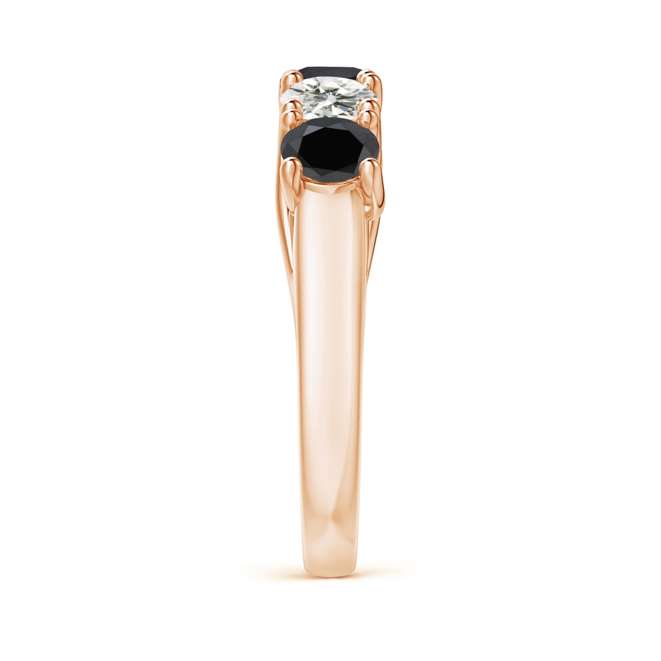 4.5mm AA Half Eternity Five Stone Black and White Diamond Wedding Band in Rose Gold side-2