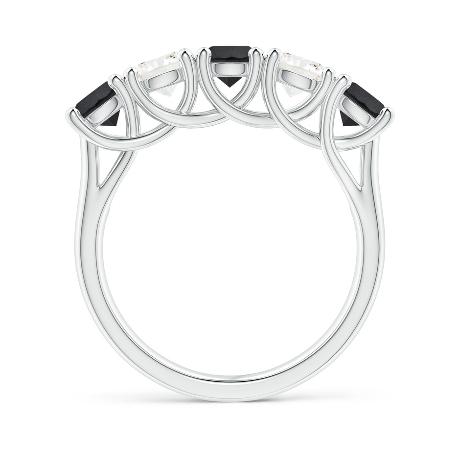 4.5mm AA Half Eternity Five Stone Black and White Diamond Wedding Band in White Gold side-1