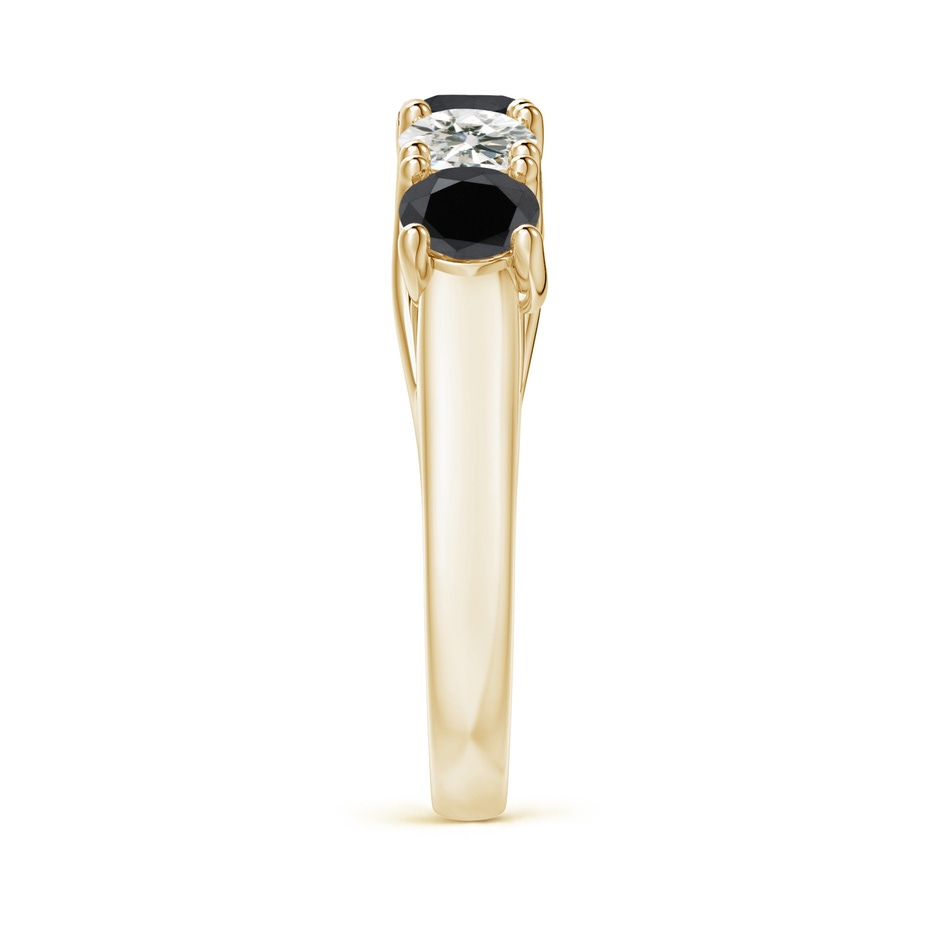 4.5mm AA Half Eternity Five Stone Black and White Diamond Wedding Band in Yellow Gold side-2