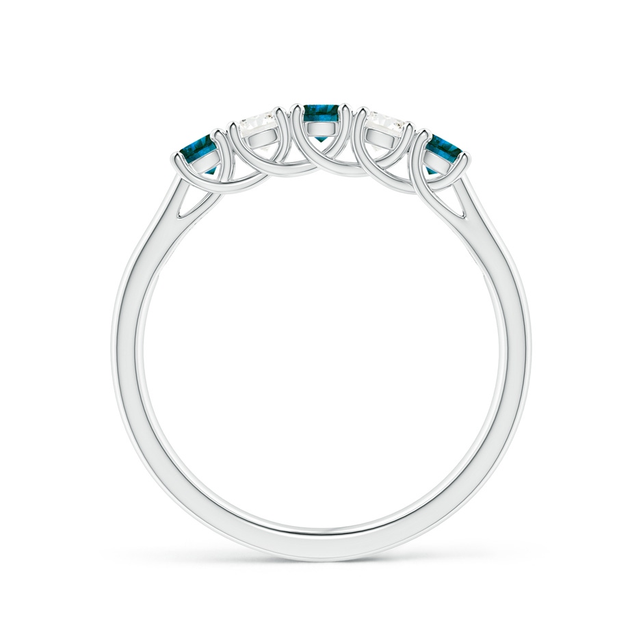 2.8mm AA Half Eternity Five Stone Blue and White Diamond Wedding Band in P950 Platinum side-1