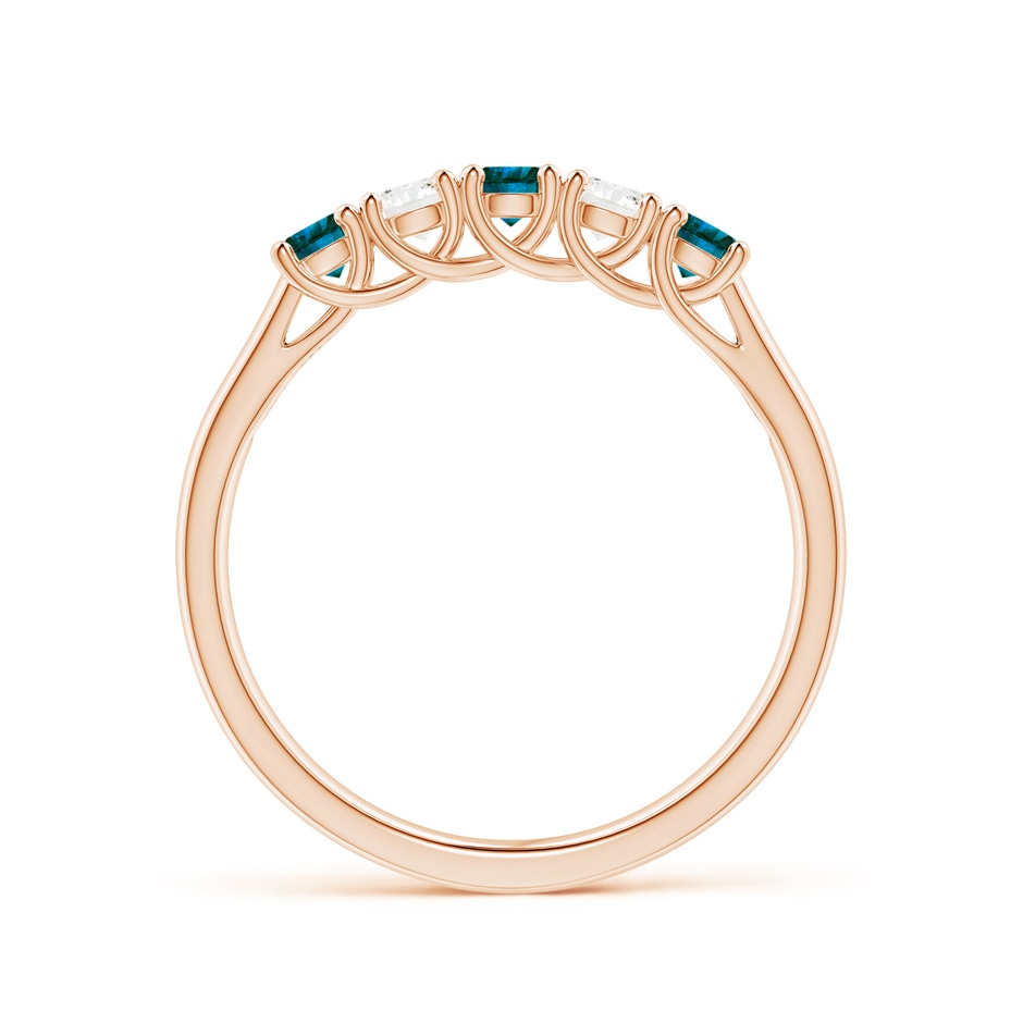 2.8mm AA Half Eternity Five Stone Blue and White Diamond Wedding Band in Rose Gold side-1