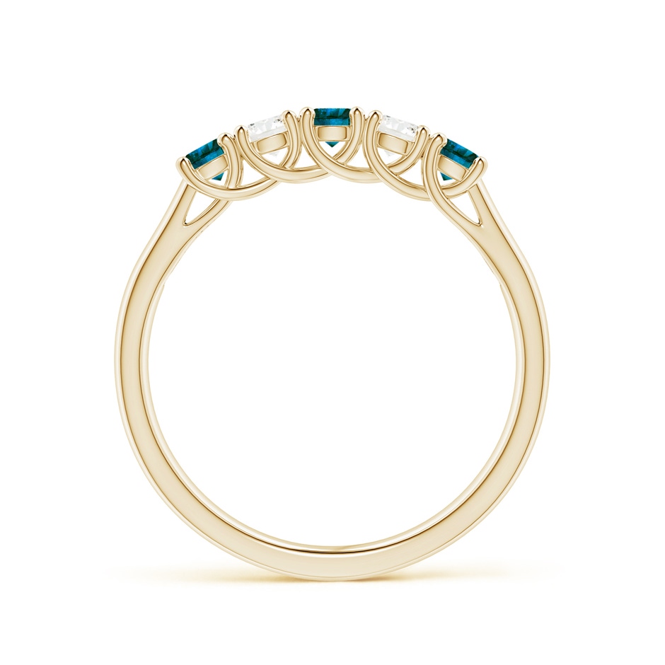 2.8mm AA Half Eternity Five Stone Blue and White Diamond Wedding Band in Yellow Gold side-1