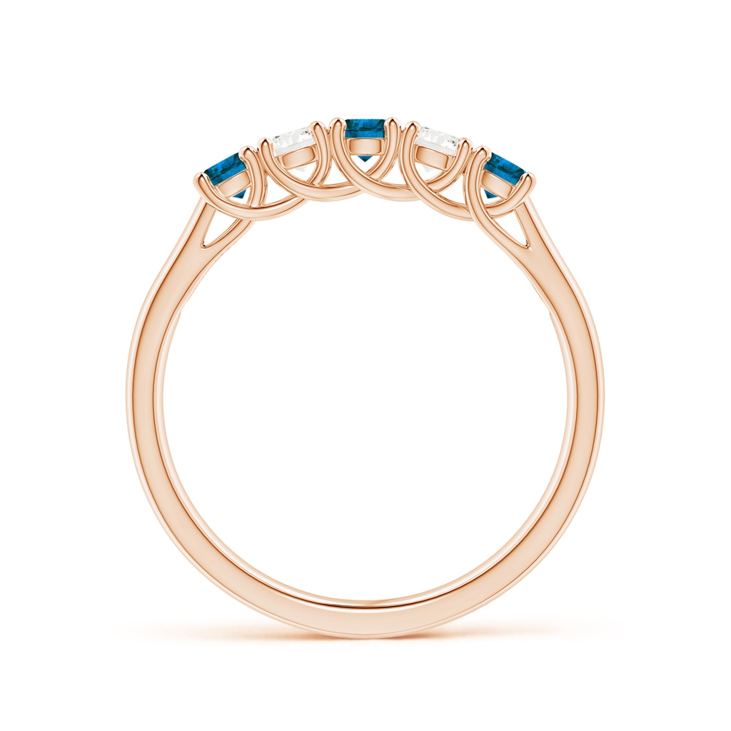 2.8mm AAA Half Eternity Five Stone Blue and White Diamond Wedding Band in Rose Gold - side_1