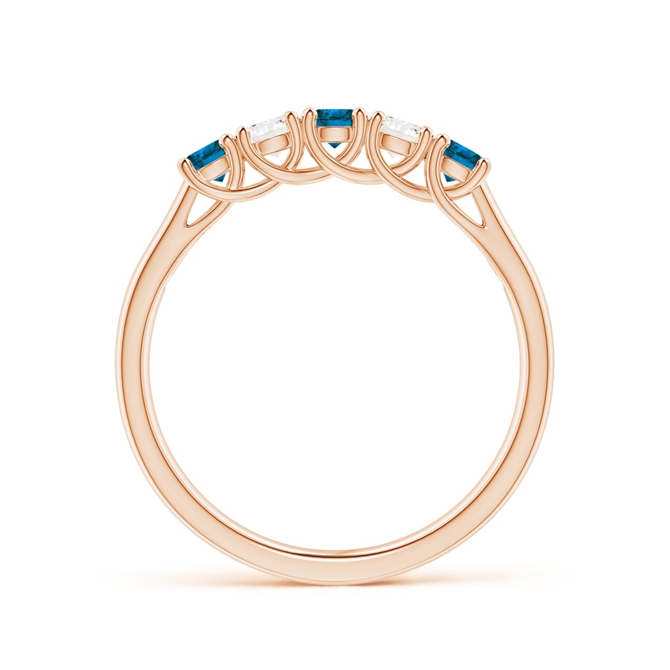 2.8mm AAA Half Eternity Five Stone Blue and White Diamond Wedding Band in Rose Gold side-1