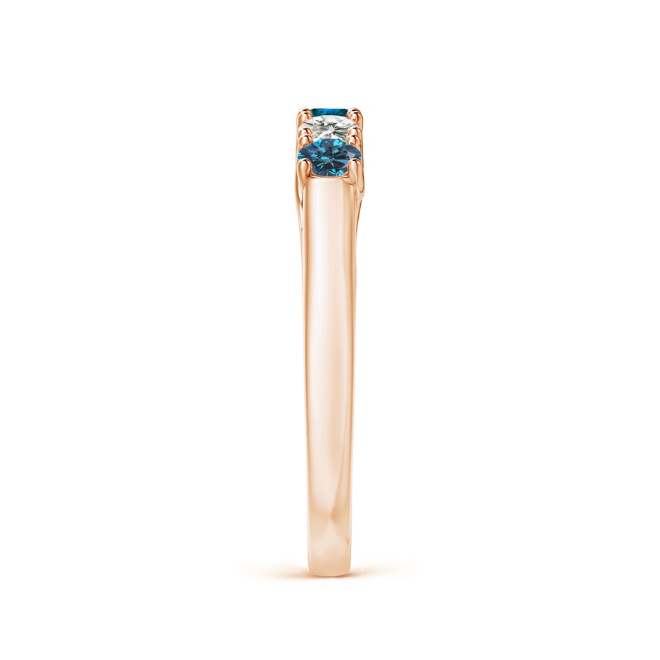 2.8mm AAA Half Eternity Five Stone Blue and White Diamond Wedding Band in Rose Gold side-2