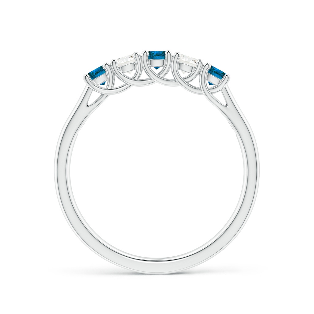 2.8mm AAA Half Eternity Five Stone Blue and White Diamond Wedding Band in White Gold - side_1