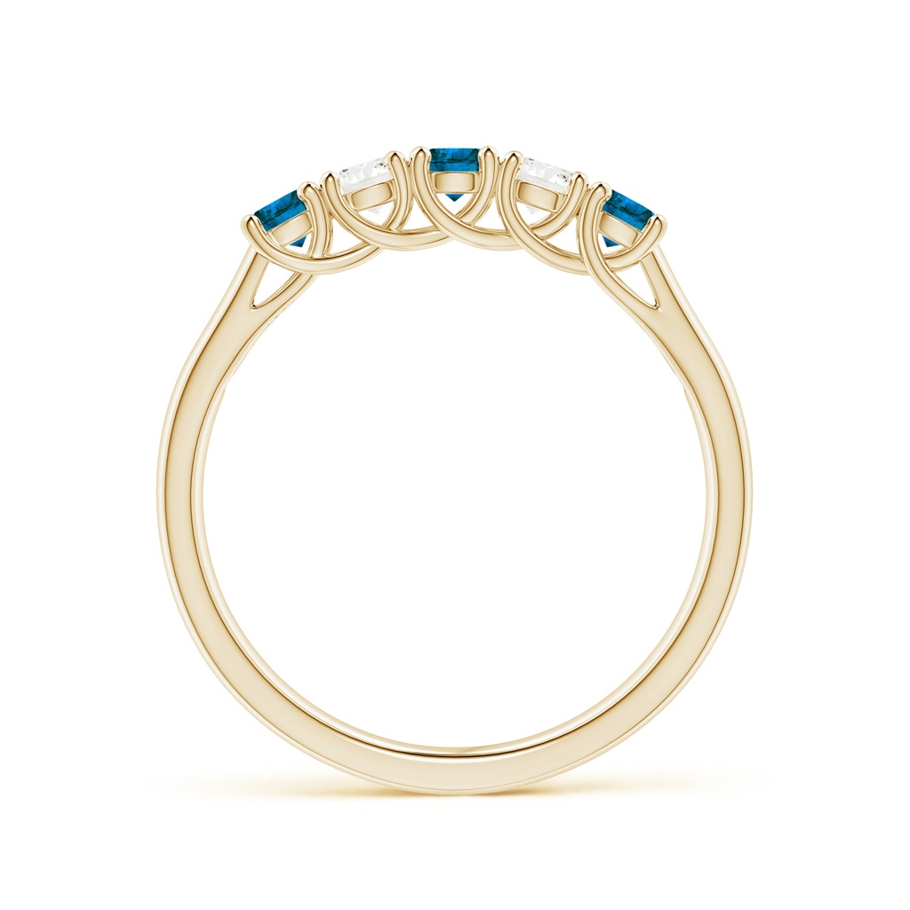 2.8mm AAA Half Eternity Five Stone Blue and White Diamond Wedding Band in Yellow Gold - side_1