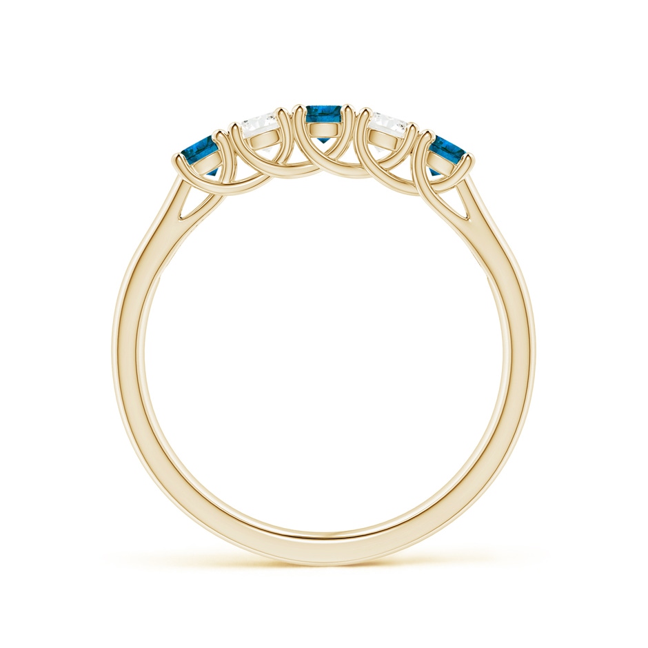 2.8mm AAA Half Eternity Five Stone Blue and White Diamond Wedding Band in Yellow Gold side-1