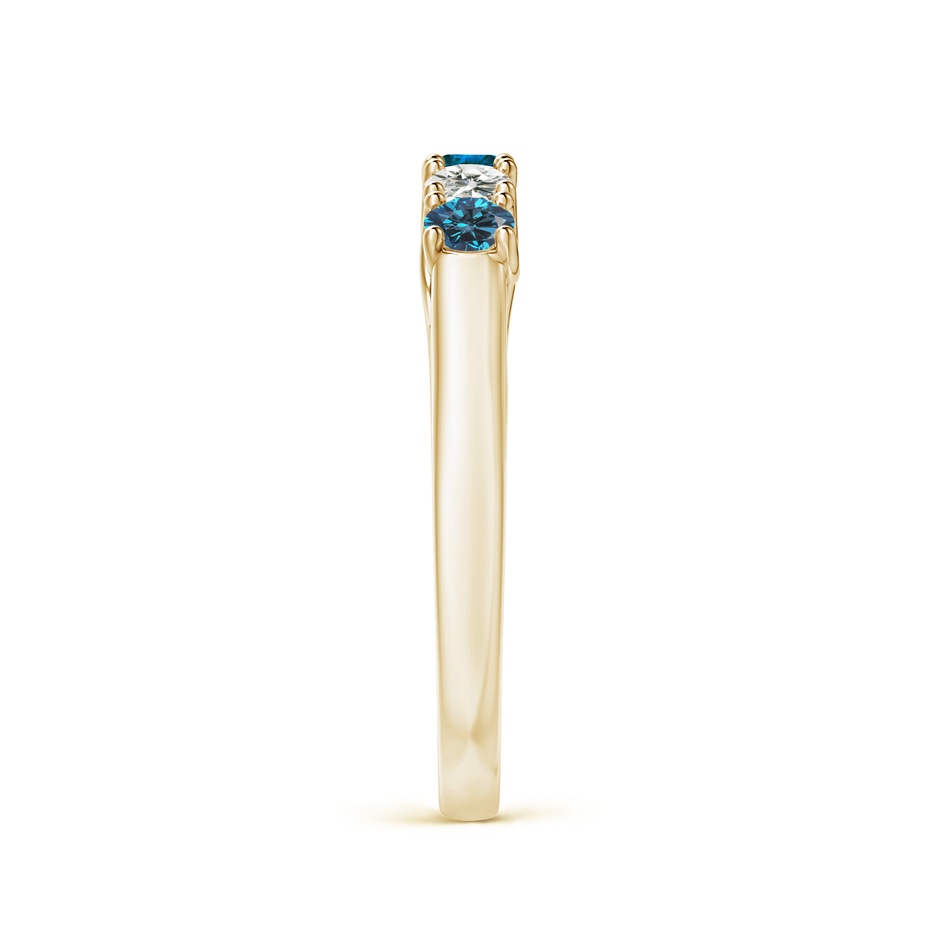 2.8mm AAA Half Eternity Five Stone Blue and White Diamond Wedding Band in Yellow Gold side-2