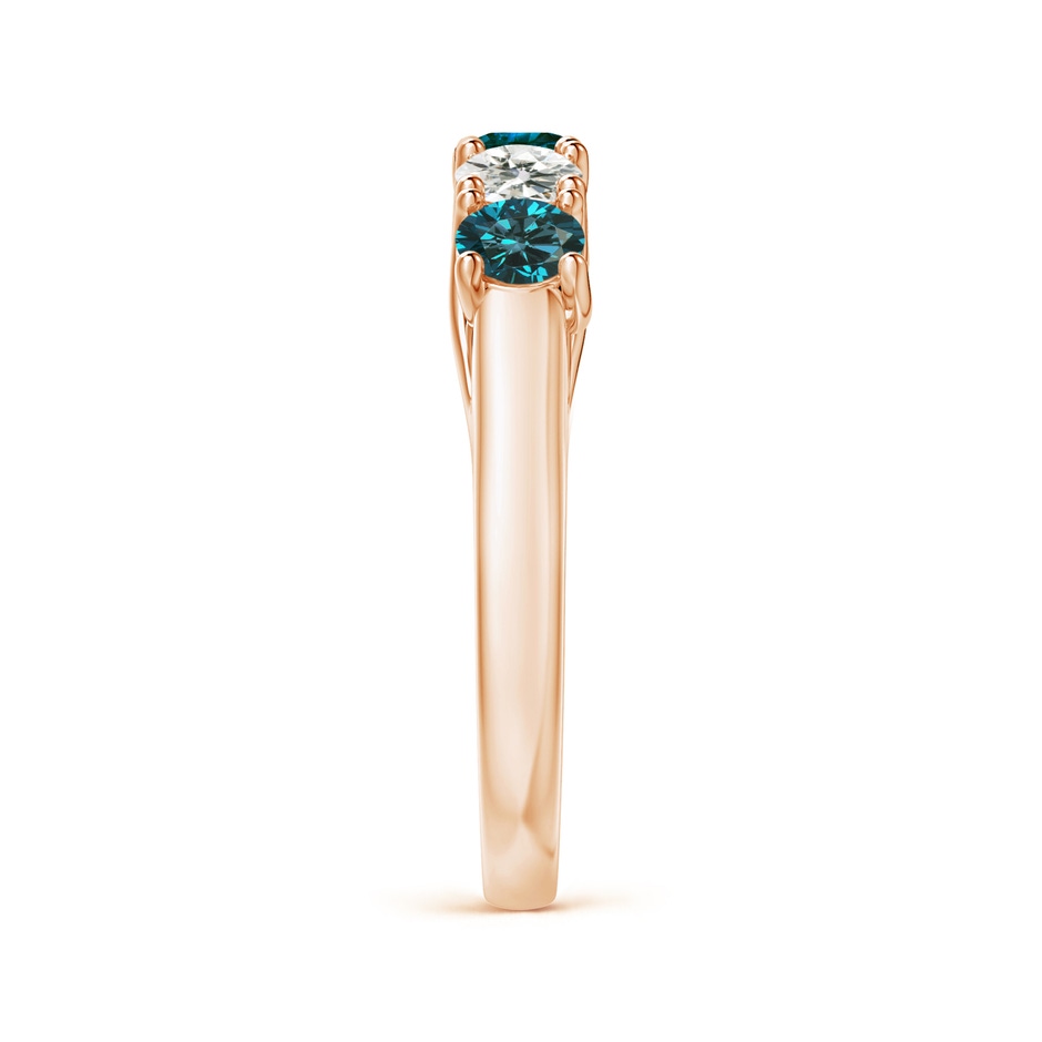 3.8mm AA Half Eternity Five Stone Blue and White Diamond Wedding Band in Rose Gold side-2