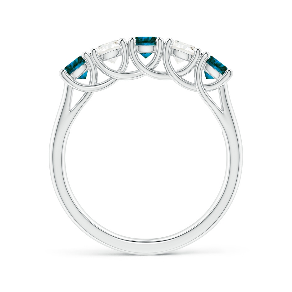 3.8mm AA Half Eternity Five Stone Blue and White Diamond Wedding Band in White Gold side-1