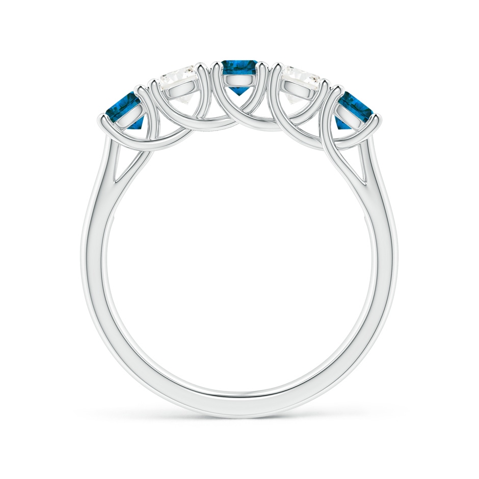 3.8mm AAA Half Eternity Five Stone Blue and White Diamond Wedding Band in P950 Platinum side-1