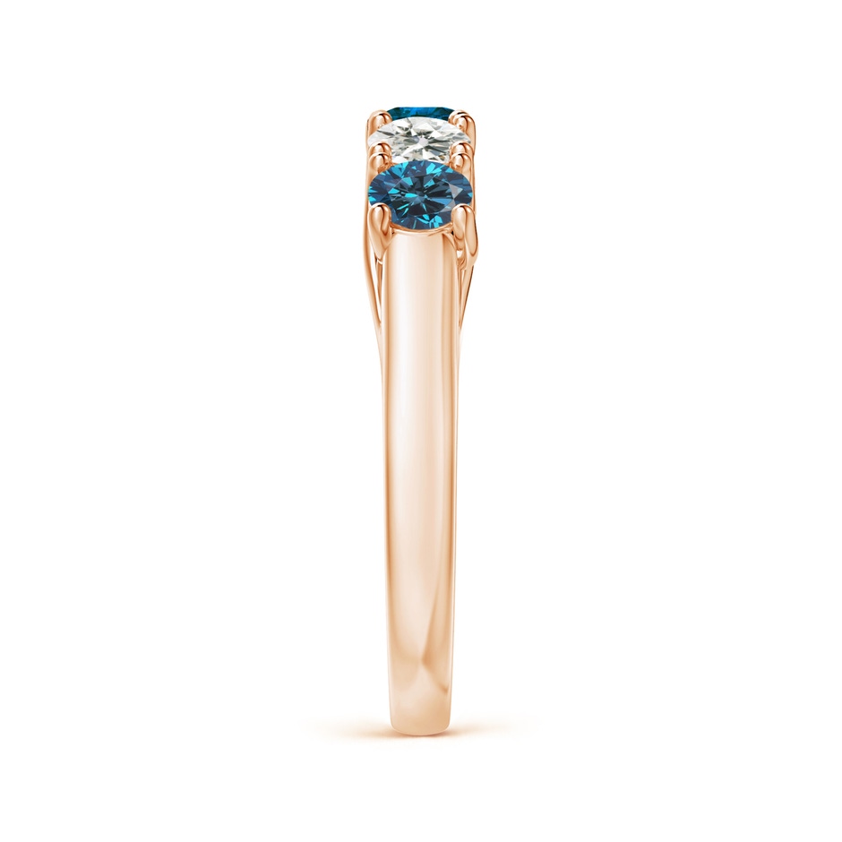 3.8mm AAA Half Eternity Five Stone Blue and White Diamond Wedding Band in Rose Gold side-2