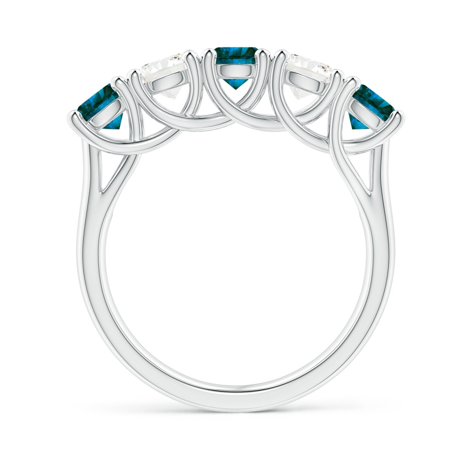 4.5mm AA Half Eternity Five Stone Blue and White Diamond Wedding Band in P950 Platinum side-1