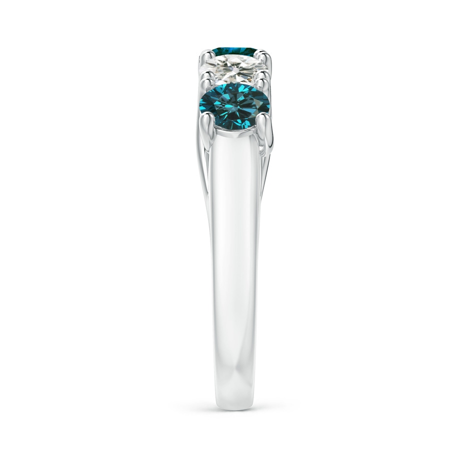 4.5mm AA Half Eternity Five Stone Blue and White Diamond Wedding Band in P950 Platinum side-2