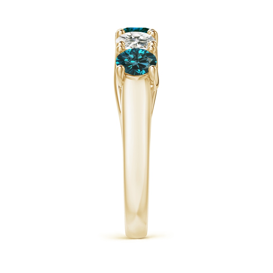 4.5mm AA Half Eternity Five Stone Blue and White Diamond Wedding Band in Yellow Gold side-2