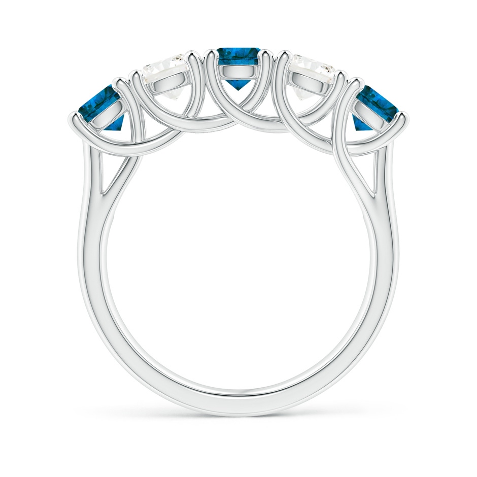 4.5mm AAA Half Eternity Five Stone Blue and White Diamond Wedding Band in P950 Platinum side-1