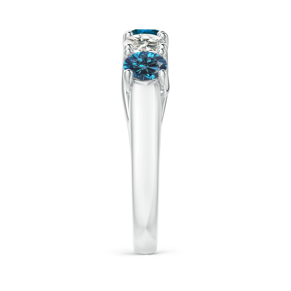 4.5mm AAA Half Eternity Five Stone Blue and White Diamond Wedding Band in P950 Platinum side-2