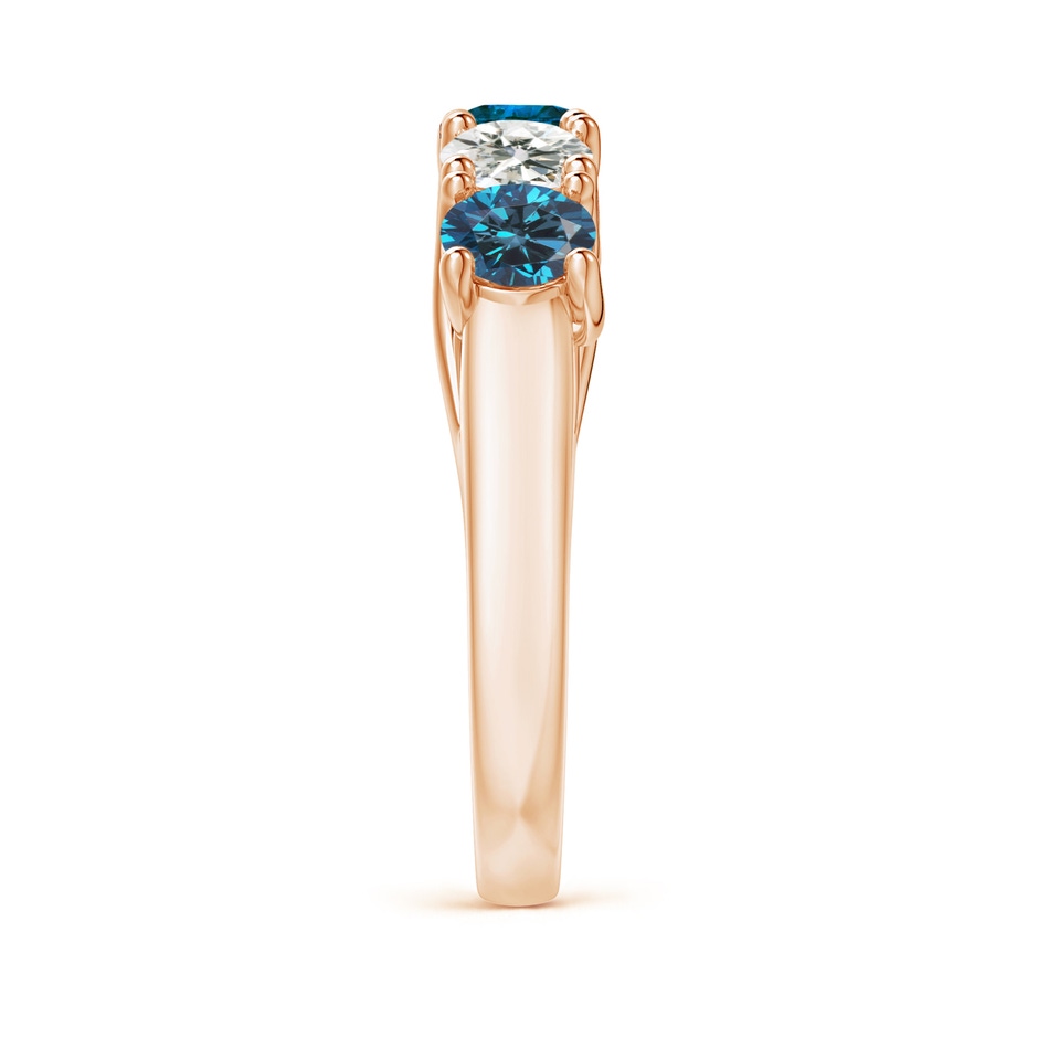 4.5mm AAA Half Eternity Five Stone Blue and White Diamond Wedding Band in Rose Gold side-2