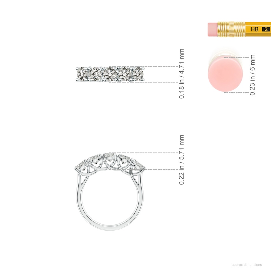4.2mm KI3 Half Eternity Five Stone Diamond Wedding Band in P950 Platinum ruler
