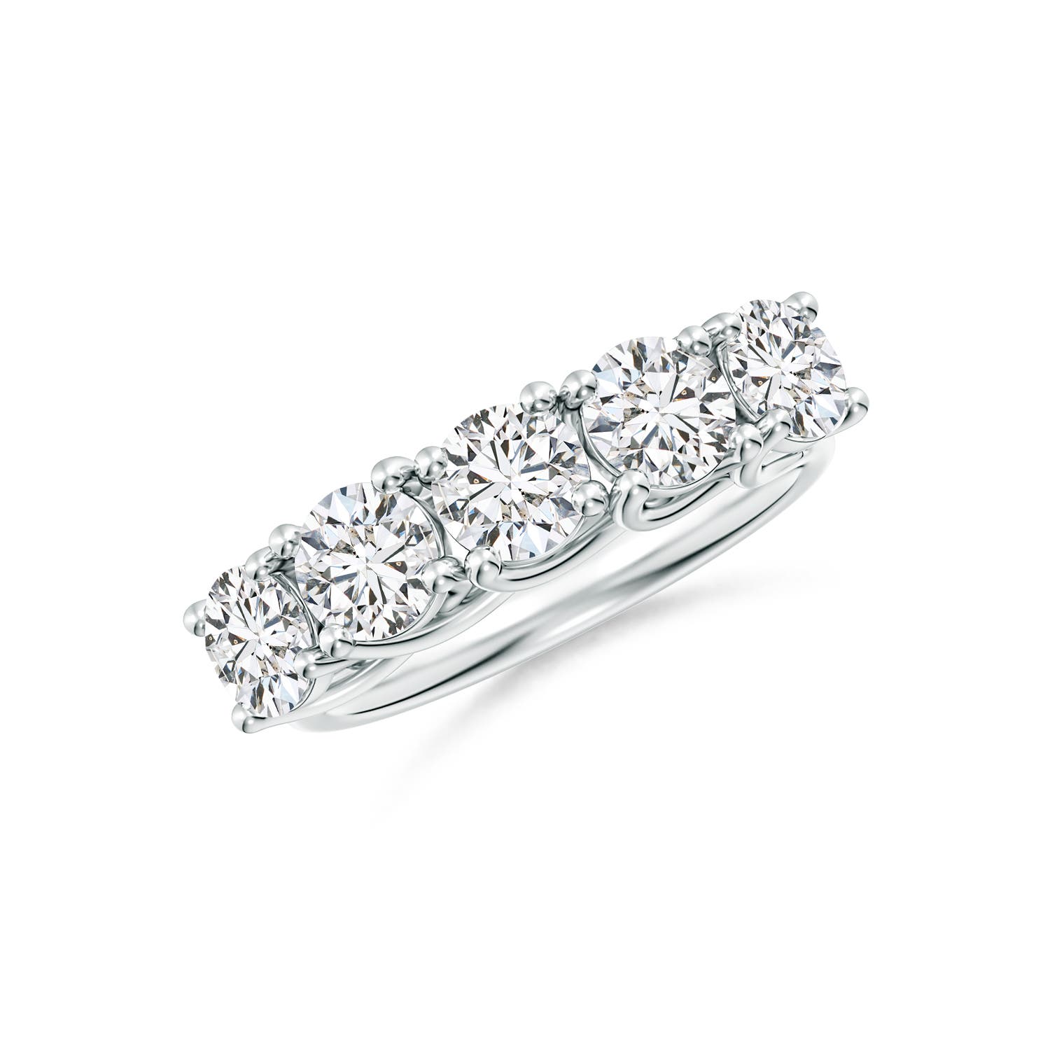 4.8mm HSI2 Half Eternity Five Stone Diamond Wedding Band in White Gold