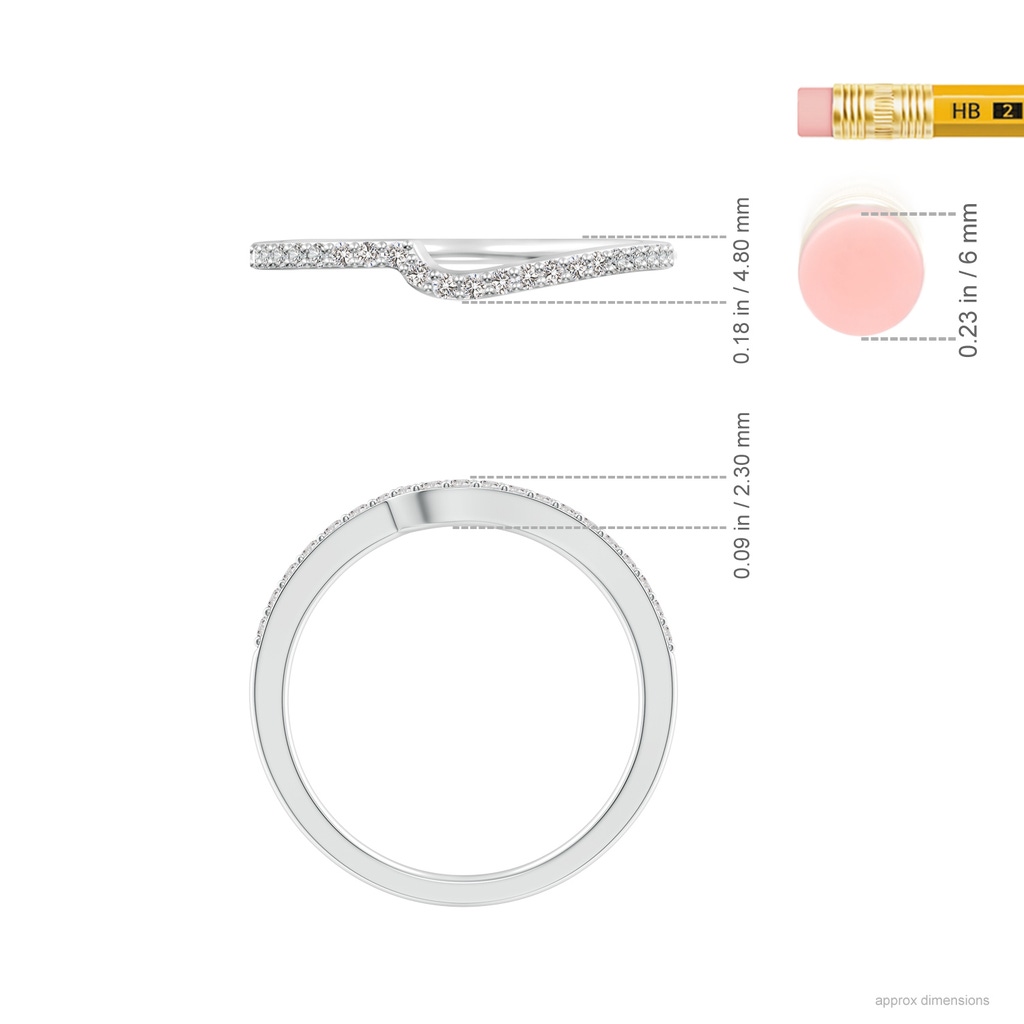 1.3mm II1 Curved Classic Diamond Half Eternity Wedding Band in White Gold Ruler