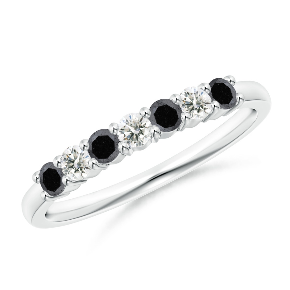2.5mm A Seven Stone Black and White Diamond Wedding Band in P950 Platinum 