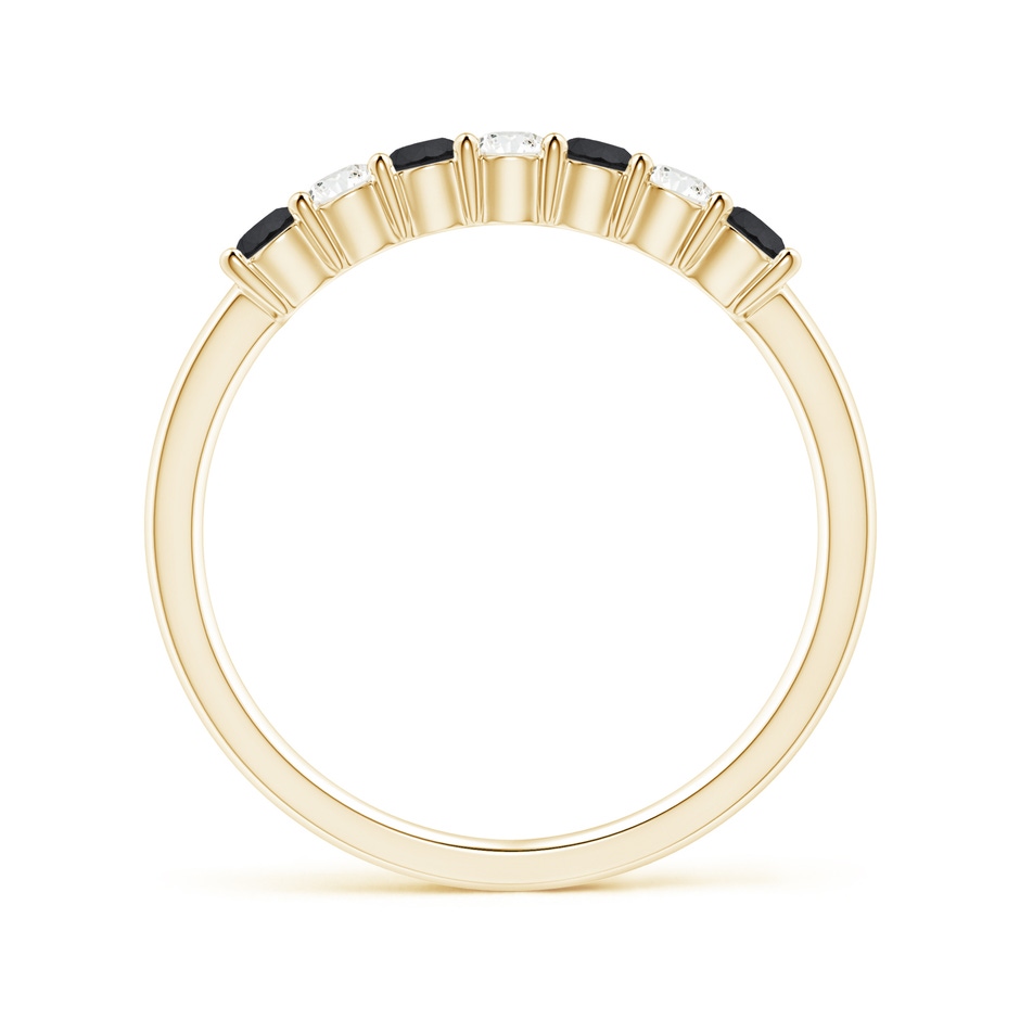 2.5mm AA Seven Stone Black and White Diamond Wedding Band in Yellow Gold side-1