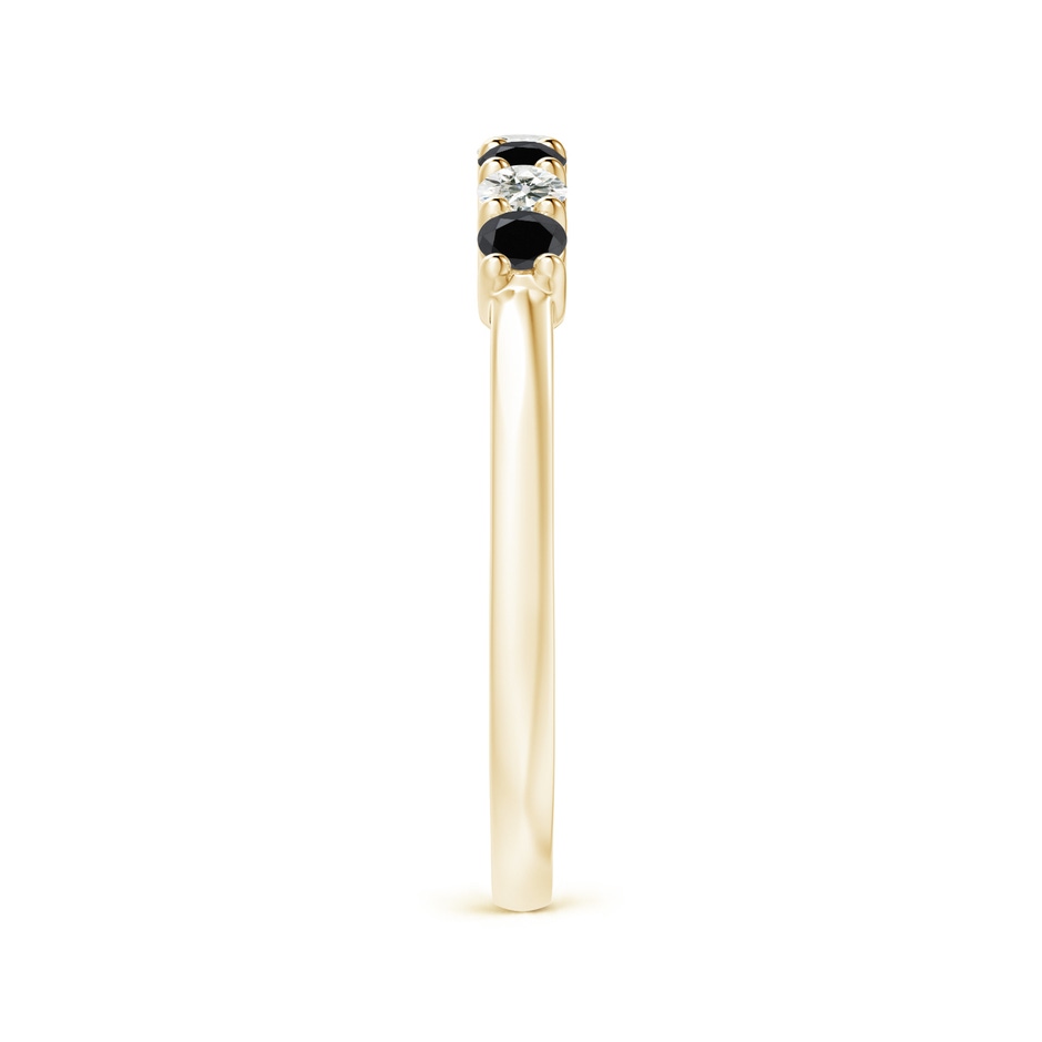 2.5mm AA Seven Stone Black and White Diamond Wedding Band in Yellow Gold side-2
