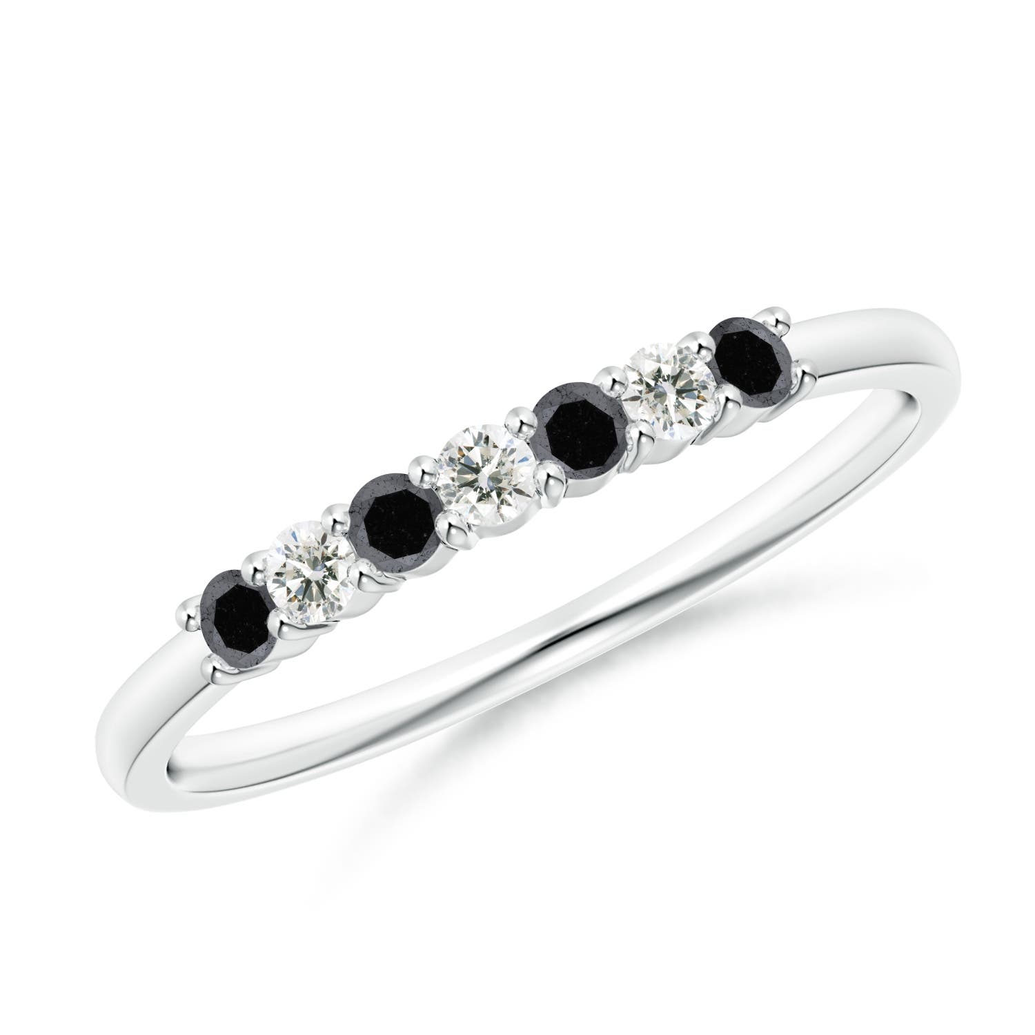 2mm A Seven Stone Black and White Diamond Wedding Band in P950 Platinum